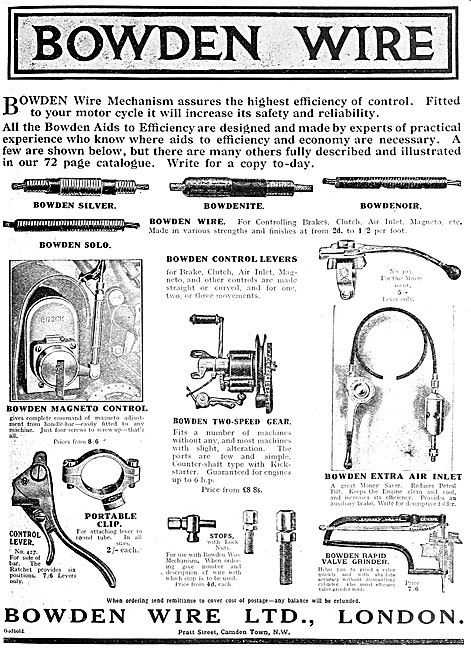 Bowden Cables - Bowdenex Control Levers - Bowden Gear            