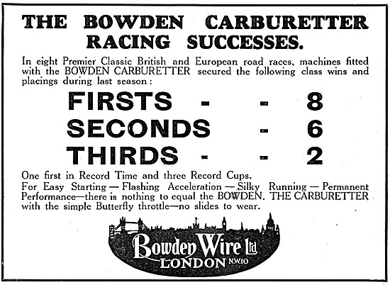 1931 Bowden Carburetter Advert                                   