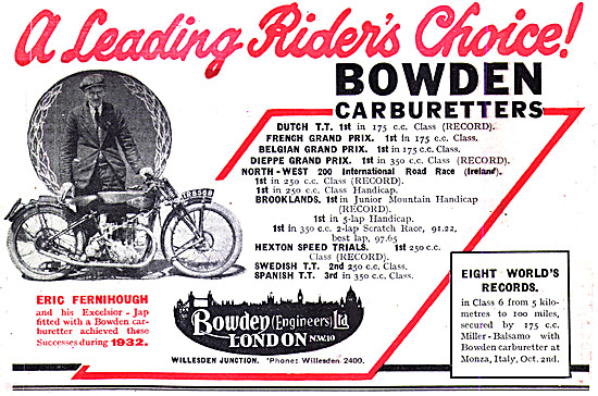 Bowden Carburetters 1932                                         