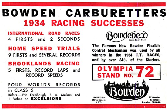 Bowden Carburetters - Bodenex Control Mechanism                  