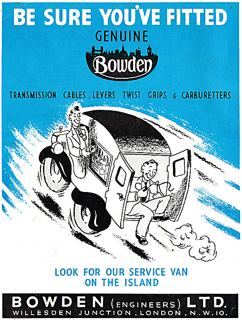 Bowden Cables - Bowdenex Motor Cycle Controls 1952 Advert        