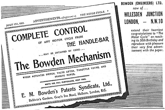 Bowden Cables - Bowdenex Motor Cycle Controls                    