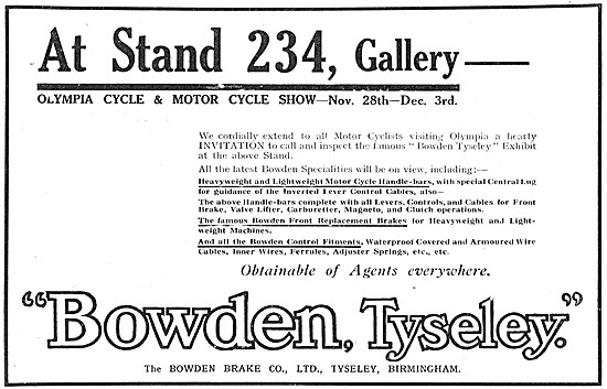 Bowden Motor Cycles 1921 Advert                                  