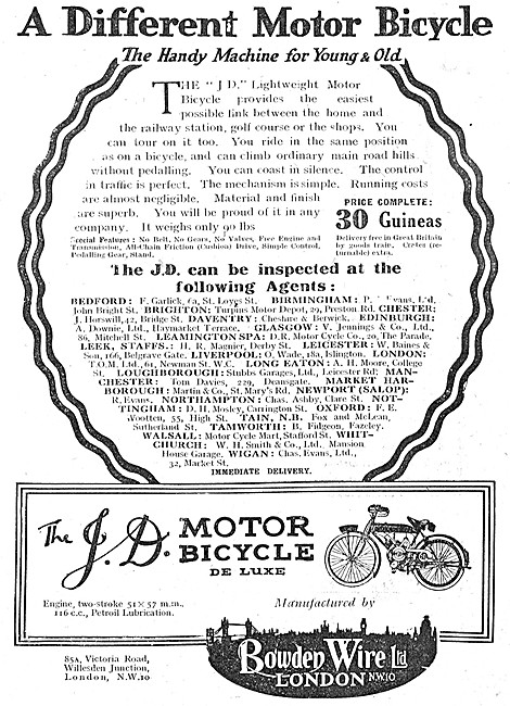 The 1923 J.D.Lightweight 116cc Motor Bicycle De Luxe             