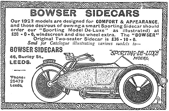1922 Bowser Sporting DeLuxe Sidecar                              