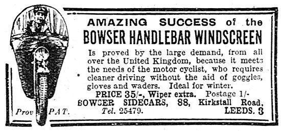 Bowser Sidecars - Bowser Handlebar Windscreen                    