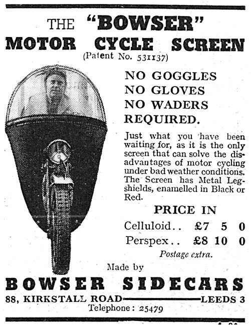 Bowser Motor Cycle Windscreens                                   
