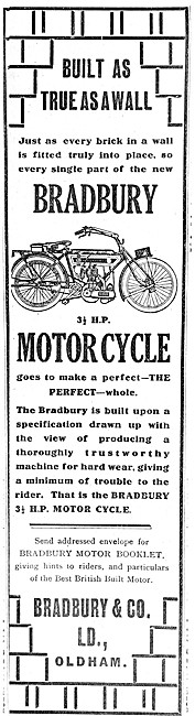 Bradbury Motor Cycles 1909                                       