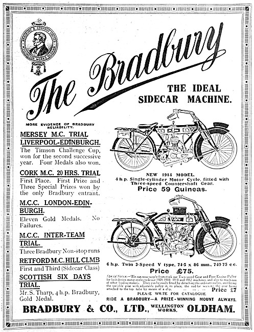 Bradbury Motor Cycles - 1914 6 hp Bradbury V Twin                