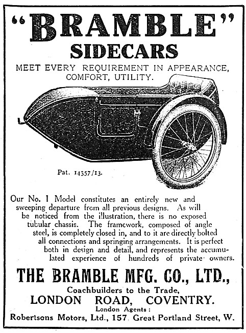 Bramble Sidecars - 1915 Bramble No 1 Model Sidecar               
