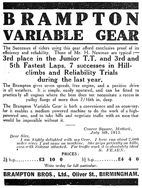 Brampton Variable Gear For Motor Cycles                          