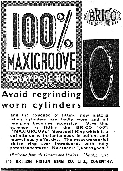 Brico Maxigroove Scraypoil Piston Ring 1932 Pattern              