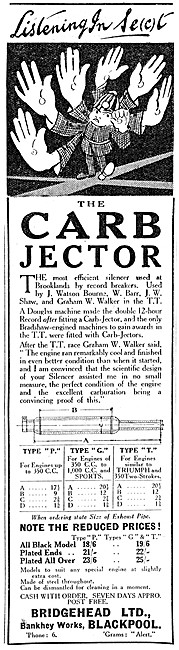 1924 Bridgehead  Carb-Jector Motor Cycle Silencer                