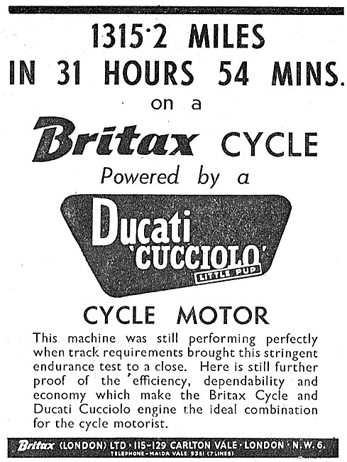 Britax Ducati Cucciolo Cycle Motor - Britax Cycle 1953           