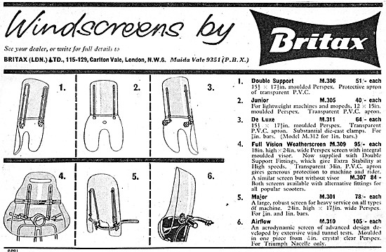 The 1958 Range Of Britax Windscreens                             