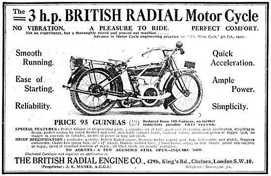 British Radial Motor Cycle - British Radial 3 hp Motor Cycle 1921