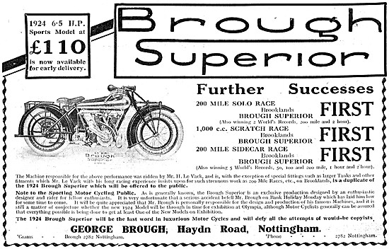 1924 Brough Sports Motor Cycle                                   