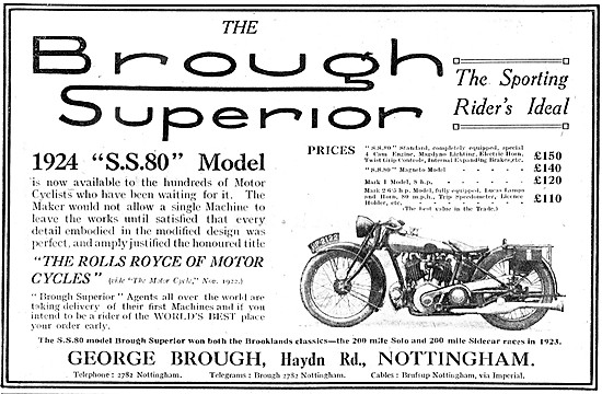 1923 Brough Superior SS 80 Motor Cycle                           