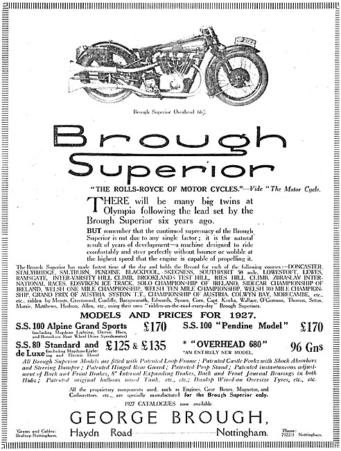 Brough Superior SS Alpine Grand Sports - SS80 1926               