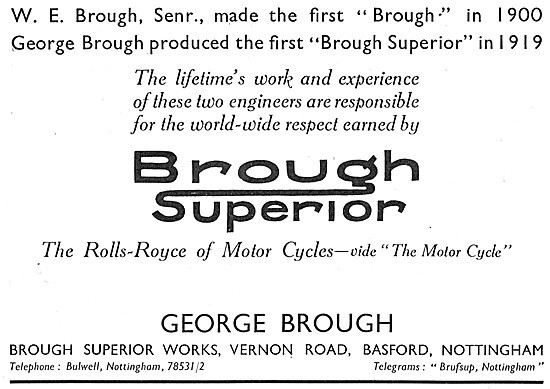 Brough Superior Motor Cycles 1942 Advert                         