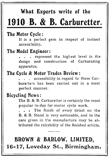 Brown & Barlow Carburetters - B.& B.Carburetters                 