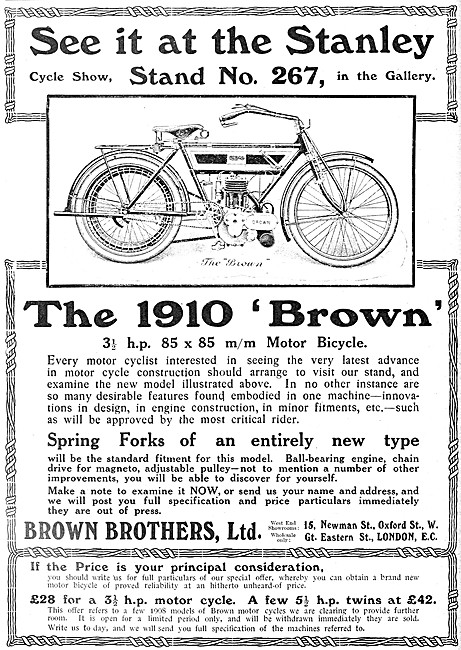 Brown Brothers Brown 3 1/2 hp Motor Cycle - The Brown Motor Cycle