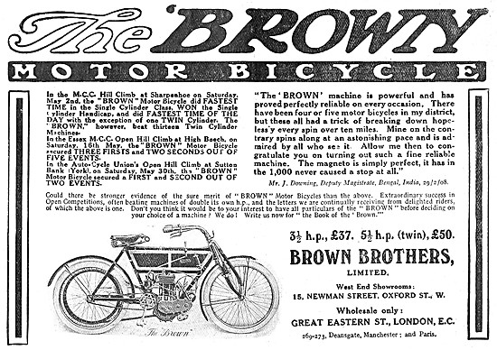 1908 Brown Brothers Motor Cycles &  Accessories                  