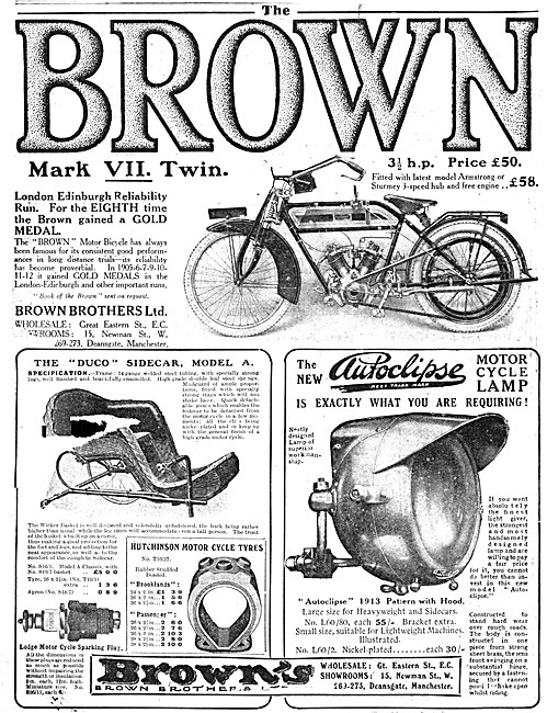 Browns Motorcycles - The Brown Mark VII Twin Motor Cycle 1913    