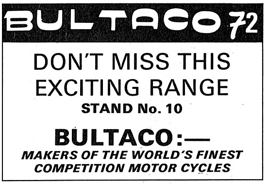 Bultaco Competition Motor Cycles 1972 Advert                     