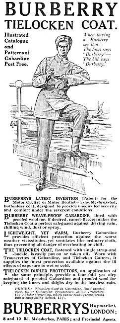 Burberrys Motor Cycle Coat - Burberry Tielocken Coat 1913 Pattern