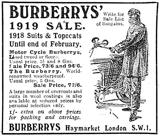 Burberrys Motor Cycle Coats                                      