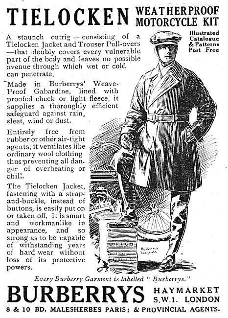 1920 Burberrys Tielocken Motor Cycle Coat                        