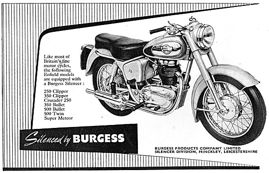 Burgess Motor Cycle Silencers 1957 Advert                        