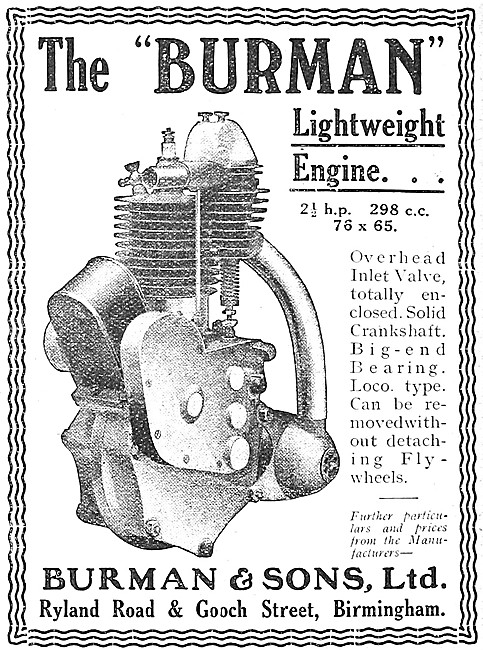 Burman Motor Cycle Engines - Burman 2.5 hp 298 cc Engine         