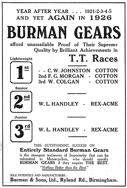 Burman Motor Cycle Gears - Burman Gearboxes                      