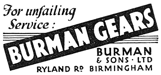 Burman Gears - Burman Motor Cycle Gearboxes 1937                 