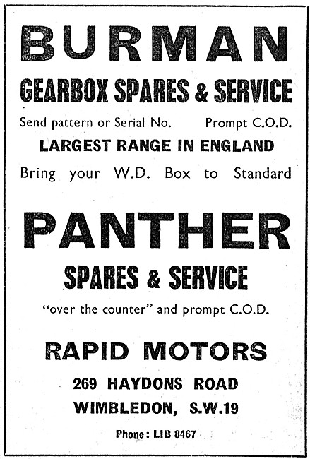 Rapid Motors Wimbledon. Burman Gearbox Spares & Service          