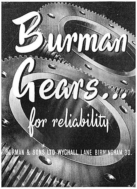 Burman Gears - Burman Gearboxes 1957 Advert                      