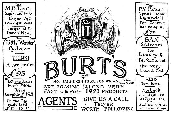 Burts Of Hammersmith Motror Cycle Sales - BAX Sidecars - Cyclecar