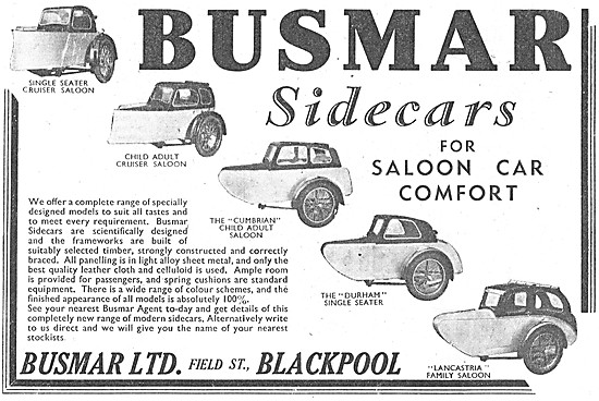 The Full 1951 Range Of Busmar Sidecars                           