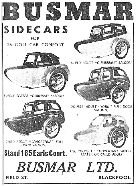 The 1952 Busmar Sidecar Model Range                              