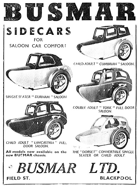 The 1953 Busmar Saloon Sidecar Range                             