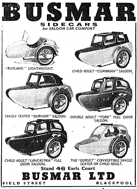 The 1953 Range Of Busmar  Sidecars                               