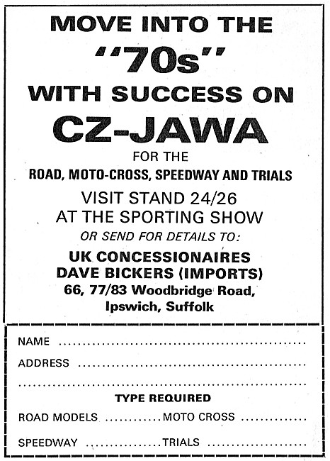 CZ  Motor Cycles - Dave Bickers Concessionaires                  