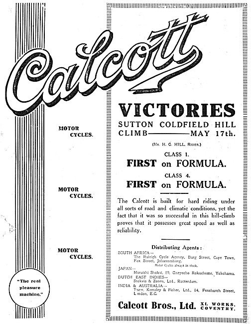 1913 Calcott Motor Cycles                                        