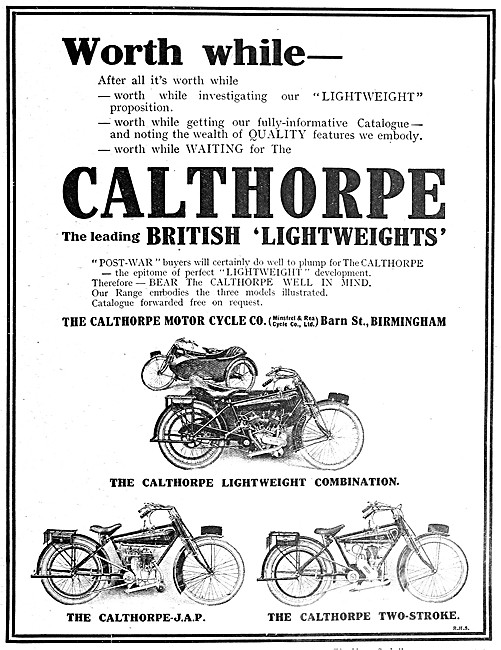 Calthorpe Motor Cycles 1917 Models                               