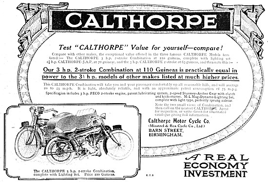Calthorpe Motor Cycles - Calthorpe 3 hp Combination              