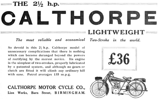 1922 Calthorpe Lighweight Two-Stroke Motor Cycle                 