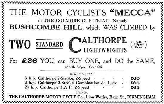 1922 Calthorpe Motor Cycle Models                                