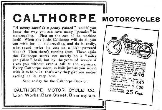 1923 Calthorpe Motor Cycles                                      